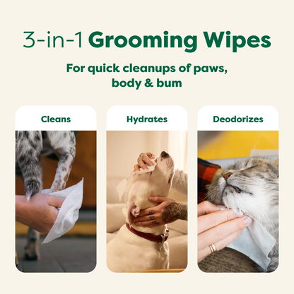 Dog Grooming Wipes - Hypoallergenic Wipes For Gentle Cleaning of Paws, Body & Bums 400 Wipes (4 Pack)
