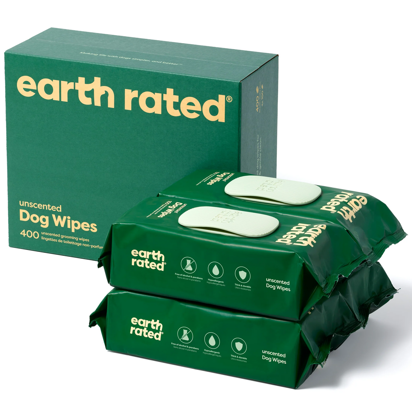 Dog Grooming Wipes - Hypoallergenic Wipes For Gentle Cleaning of Paws, Body & Bums 400 Wipes (4 Pack)